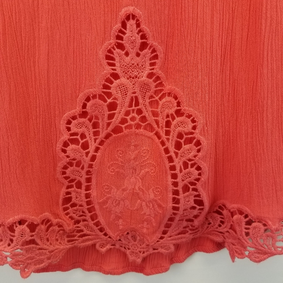 Pins and Needles Crochet coral pink Sm boho tank - Picture 5 of 5